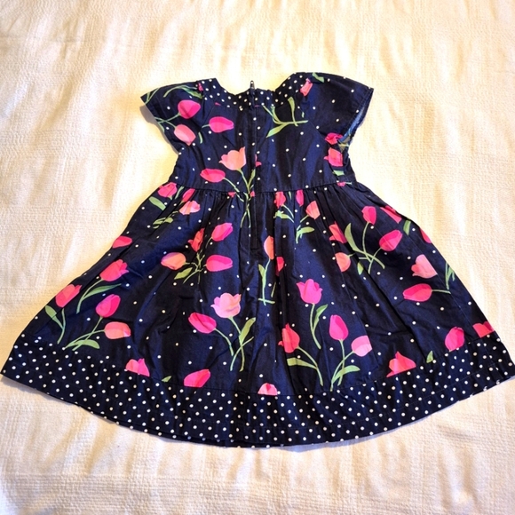 Gymboree Outlet girls size 2T navy with pink tulip design dress VGUC - Picture 4 of 6